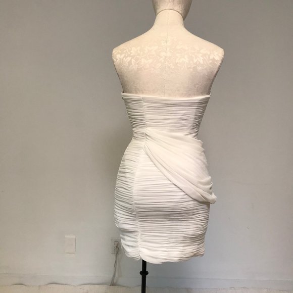 Vintage S Bandage Tulle Bodycon Dress White Cream - Picture 4 of 12